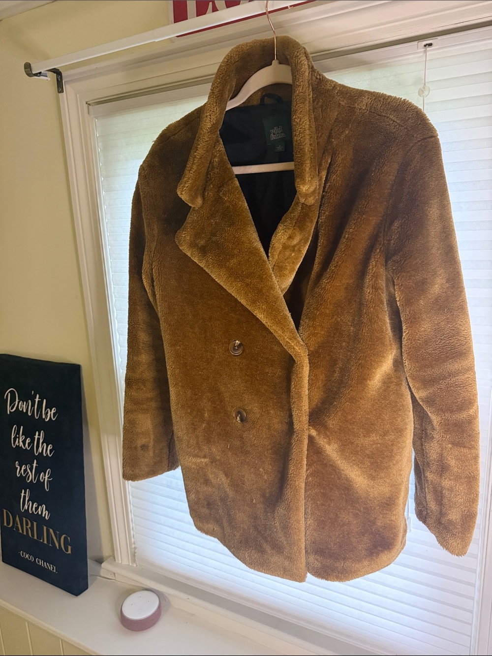 wild fable Plush Double-Breasted Teddy Jacket - Brown